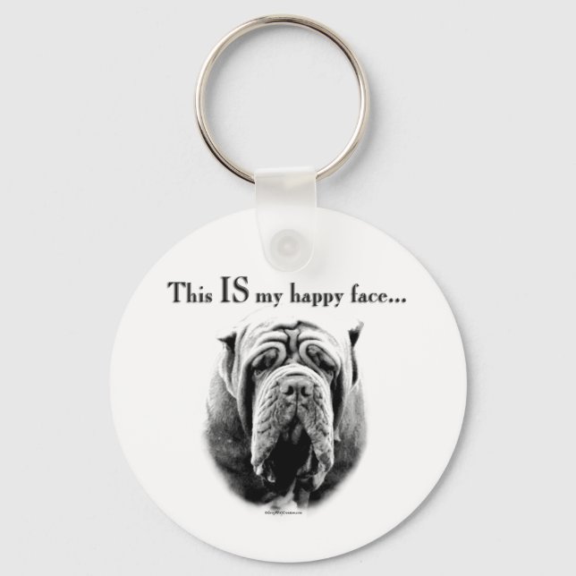 Neapolitan Mastiff Happy Face Schlüsselanhänger (Vorderseite)