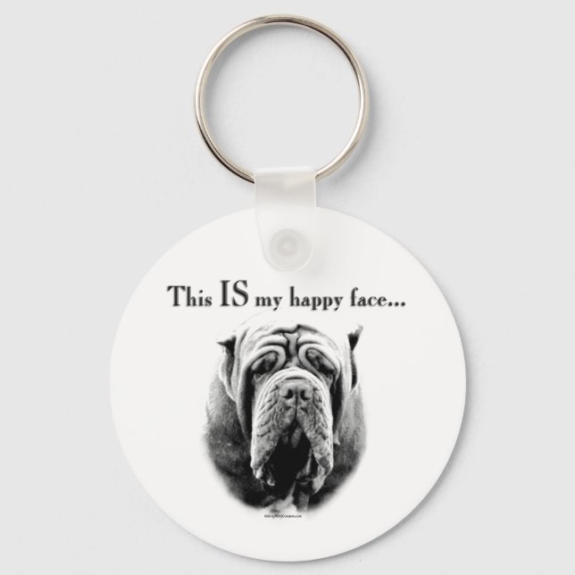 Neapolitan Mastiff Happy Face Schlüsselanhänger (Vorderseite)