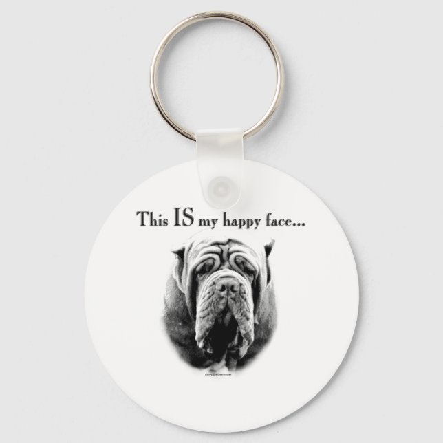 Neapolitan Mastiff Happy Face Schlüsselanhänger (Vorderseite)