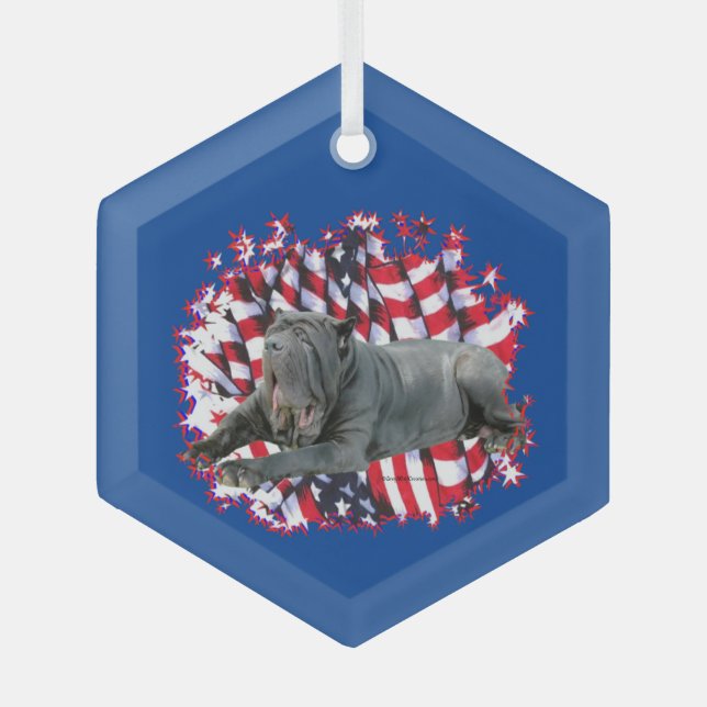 Neapolitan Mastiff Patriot Ornament Aus Glas (Vorderseite)
