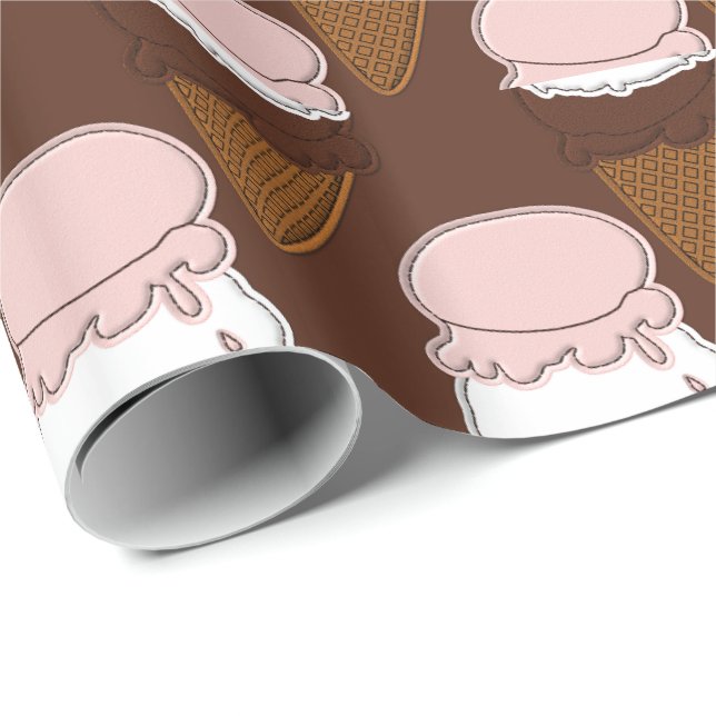 Neapolitan Stitched Ice Cream Cones 3-GIFT WRAP Geschenkpapier (Rolleneckpunkt)