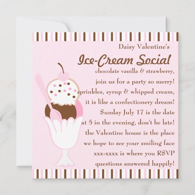 Neapolitan Sundae Einladung (Vorderseite)