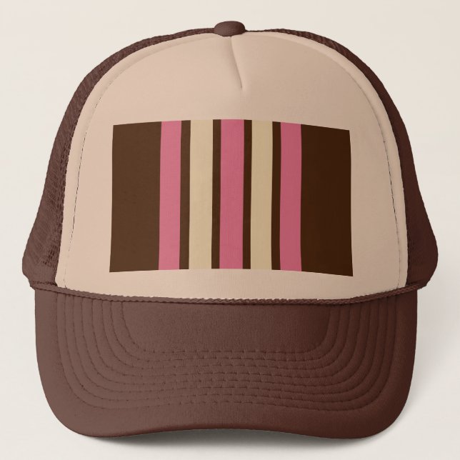 Neapolitan Trucker Hat (braun, rosa & creme) Truckerkappe (Vorderseite)