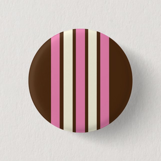 Neapolitaner Knopf (braun, rosa und creme) Button (Vorderseite)