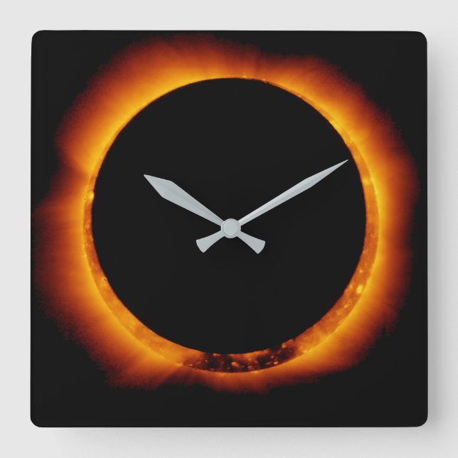 Near Total Solar Eclipse Quadratische Wanduhr (Vorderseite)