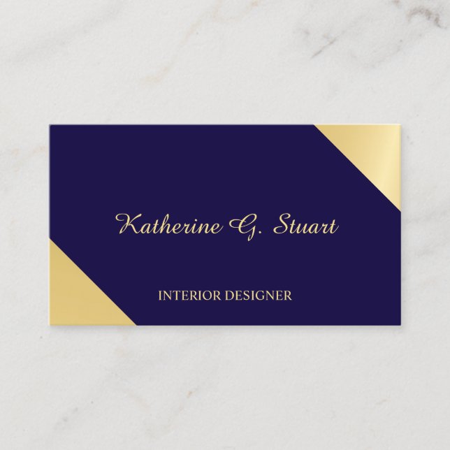 Neavy Blue und Gold Elegant Geometric Visitenkarte (Vorderseite)