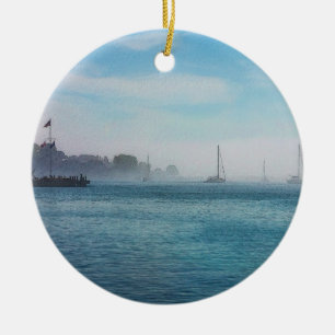 Nebel am Hafen von Mackinac Keramik Ornament