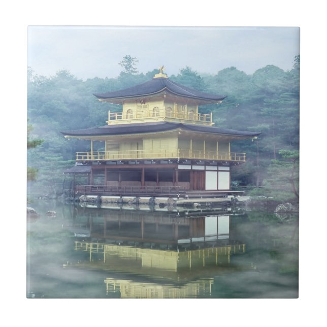 Nebel auf dem Goldenen Pavillon - Kyoto Fliese (Vorderseite)