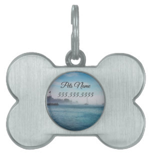 Nebel bei Mackinac Harbour Pet ID Tag Tiermarke