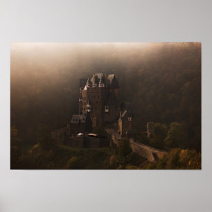 Nebel Burg Eltz Schlosses morgens Poster