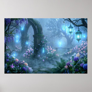 Nebel-Echos aus dem Garten des blauen Nebels Poster