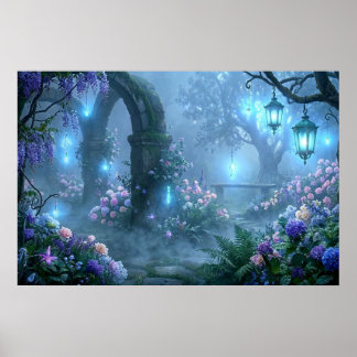 Nebel-Echos aus dem Garten des blauen Nebels Poster