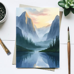Nebel-Gebirgszug-Natur-Aquarellmalerei Postkarte