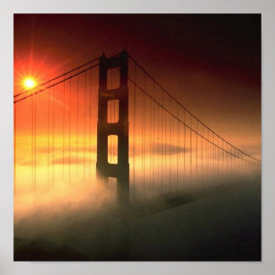 Nebel hüllte Golden Gate ein Poster