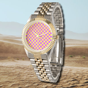 Nebel Lila Gelb Karton Vintag Armbanduhr