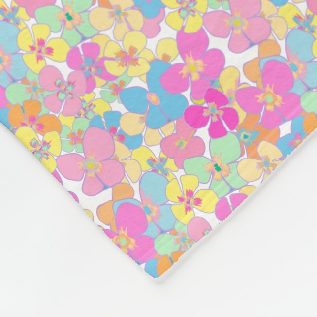 Nebel Retro Blumenrosa farbenfroh Fleecedecke (Ecke)