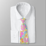 Nebel Retro Blumenrosa farbenfroh Krawatte<br><div class="desc">Retro Imitate neonblütige Muster. Rosa,  Orange,  Minze,  blau,  gelb,  neonblütige Ästhetik.</div>