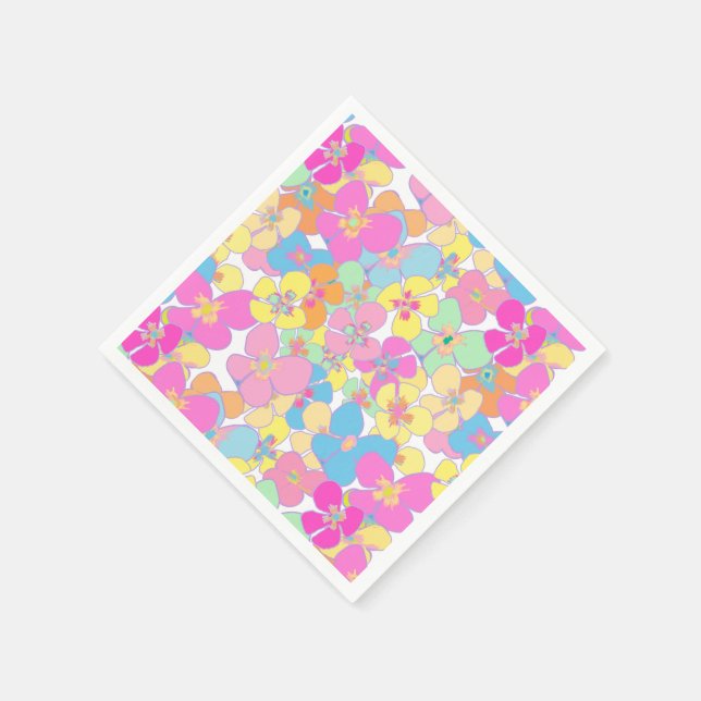 Nebel Retro Blumenrosa farbenfroh Serviette (Ecke)