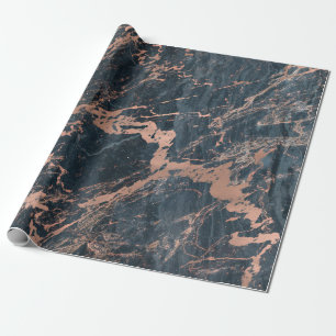 Nebel-rustikales Blau und Roségold-rosafarbenes Gl Geschenkpapier