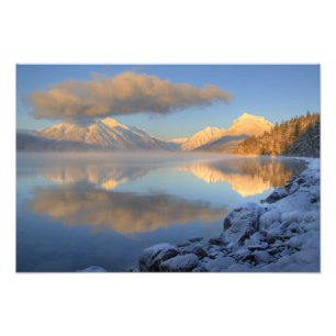 Nebel steigt vom Lake McDonald an einem sehr kalte Fotodruck