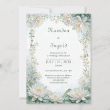 Nebel-Teal Weiße Seerosen-Rand-Hochzeit