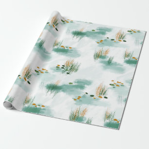 Nebel-Teich-Frühlings-Geschenkpapier Geschenkpapier