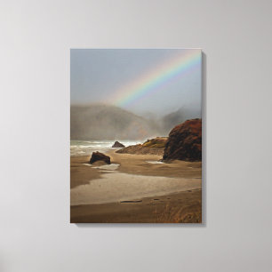 Nebel und Regenbogen am Pistil River Oregon Strand Leinwanddruck