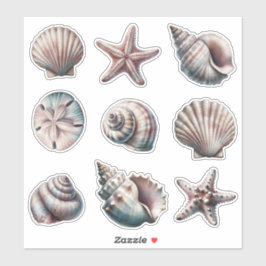 Nebel Verschiedene Muschel Sticker - Set von 9