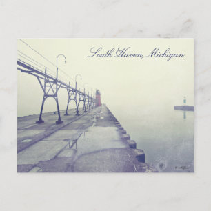 Nebelbedeckter Pier South Haven Michigan Leuchttur Postkarte