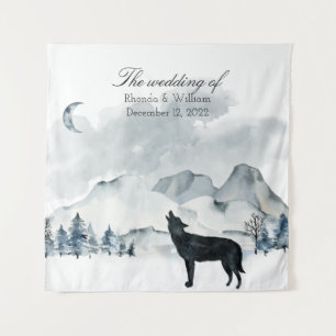 Nebelberge Aquarell-Hochzeit Wandteppich