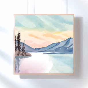 Nebelberge   Lake Tahoe Aquarell Poster