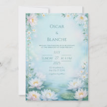 Nebelblaue Ätherische Wasserlilien Rahmen Hochzeit