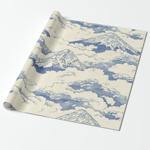 Nebelblaue Schneegipfel Natur Szenisches Muster Geschenkpapier