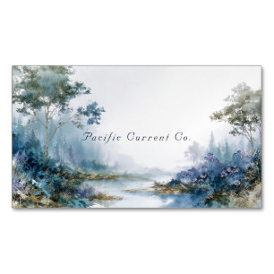 Nebelblaue Wald-Gold-Funkel-Landschaft Magnetische Visitenkarte
