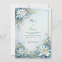 Nebelblaue Wasserlilien-Goldrahmen-Hochzeit