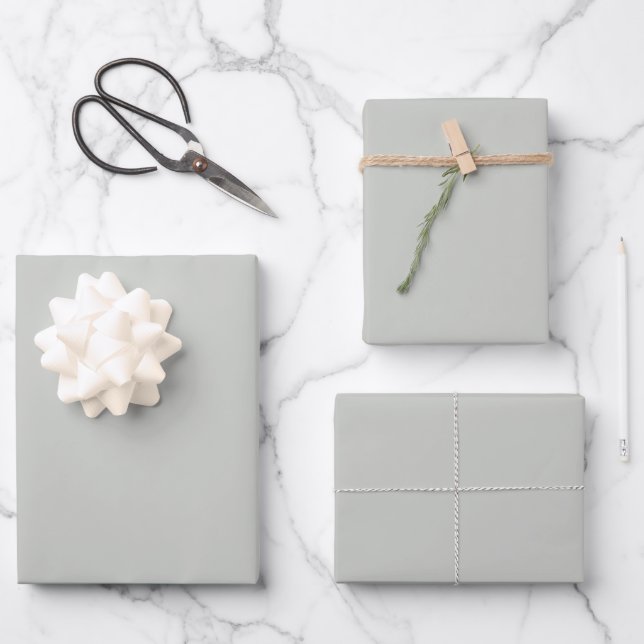 Nebelgrau-grüner Einheitsfarbton Geschenkpapier Set (Vorderseite)