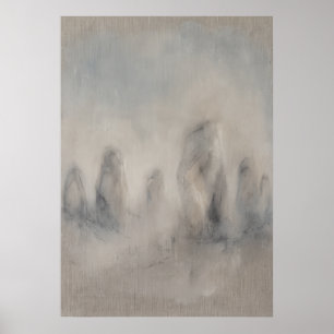 Nebelgraues abstraktes Landschaftsposter Poster