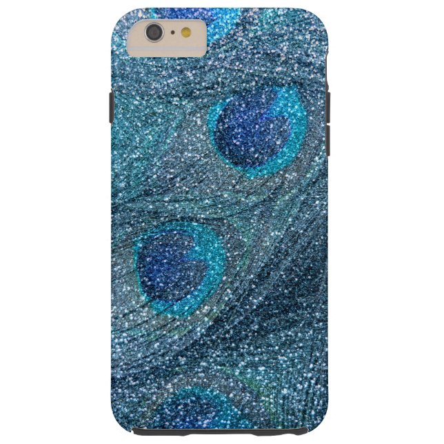 nebelhafte blaue Glitterpfaufedern Case-Mate iPhone Hülle (Rückseite)