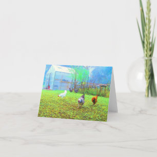 Nebelhafte Morgen-Huhn-Kunst-Anmerkungs-Karte Karte