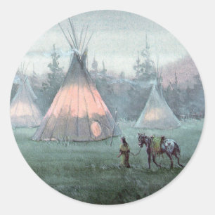 NEBELHAFTER TIPI durch SHARON SHARPE Runder Aufkleber