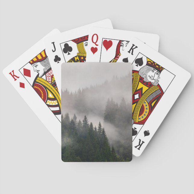 Nebelhafter Wald in den Bergen Spielkarten (Rückseite)