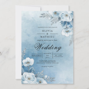 Nebelhaftes Azurblüten-Hochzeit Einladung