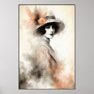 Nebelhaftes Retro-Porträt der Eleganz Poster