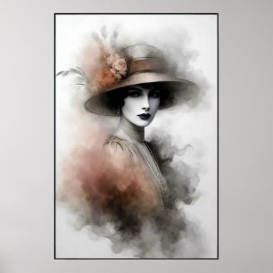 Nebelhaftes Retro-Porträt der Eleganz Poster