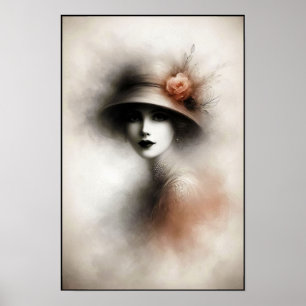 Nebelhaftes Retroporträt der Eleganz Poster