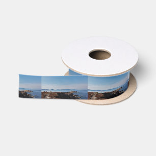 Nebeliger Horizont-Vergangenheits-Weiß-Punkt Satinband