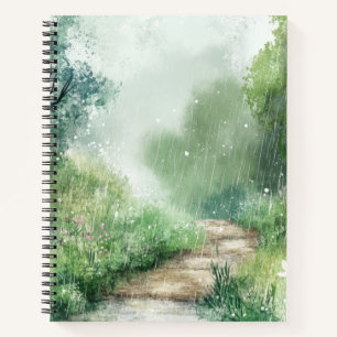 Nebeliger Landstraßen-Waldweg-Landschaft (2) Notizbuch