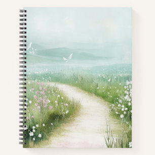 Nebeliger Landstraßen-Waldweg-Landschaft (3) Notizbuch