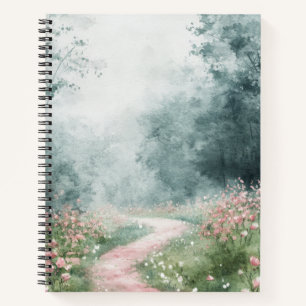 Nebeliger Landstraßen-Waldweg-Landschaft (4) Notizbuch