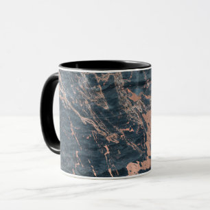 Nebeliger Rustikaler Blau- und Roségold-Rosa Glamo Tasse